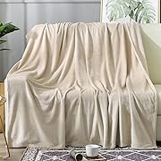 BEAUTEX Fleece Throw Blanket for Couch Sofa or Bed Throw Size, Soft Fuzzy Plush Blanket, Luxury Flannel Lap Blanket, Super Cozy and Comfy for All Seasons (Ivory, 50"x 60")
