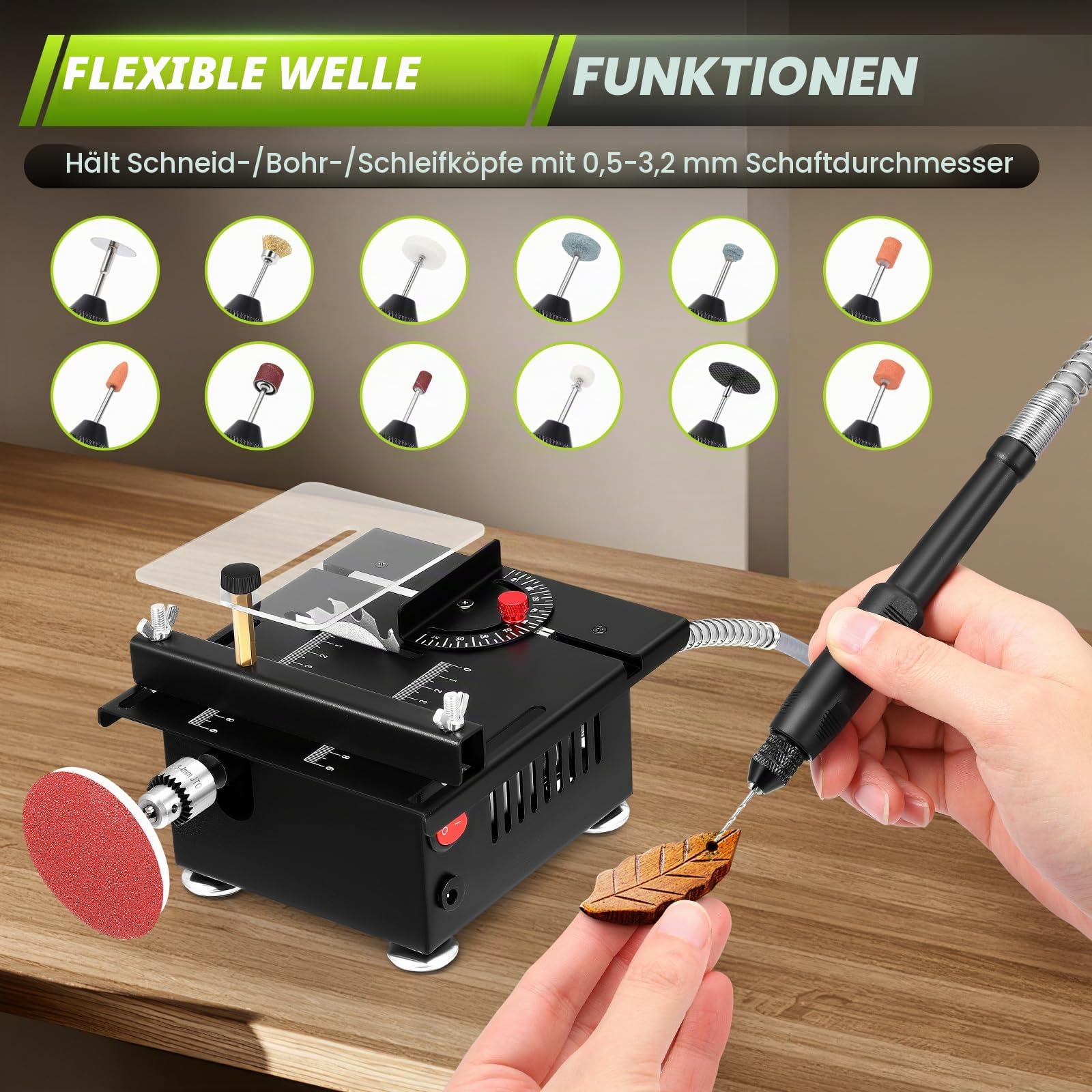 Mini Tischsäge 100W, Tischkreissäge 0,1 mm-16mm kleine Holzsäge DIY Acrylkettensäge Präzisionsmodellsäge, Multifunktion kleiner Schneidmaschinen Mikroschreibtisch Tisch