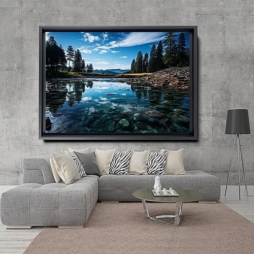 Miniatura 3 de Cool Wall Art Landscape Mountains Nature print Prints Minimalist Modern Home Artwork Decoration Night Sky With Stars, Framed Canvas Print