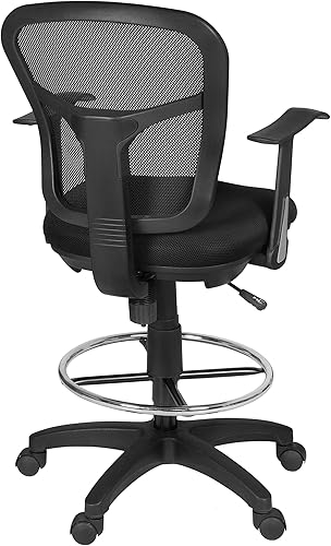 Miniatura 5 de Regency Harrison - Taburete giratorio ajustable de altura de barra giratoria con respaldo de malla, silla de oficina alta ergonómica con soporte