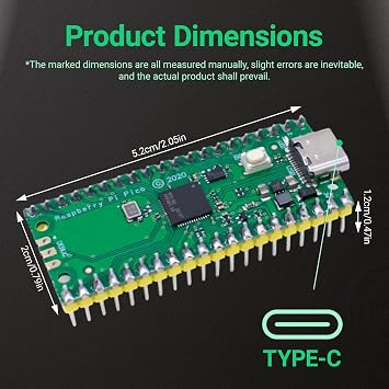 Raspberry Pi Pico RP2040 Microcontroller Board Pre-Soldered Based on Raspberry Pi RP2040 Dual-Core ARM Cortex M0+ Processor with 264 KB Internal RAM up to 133 MHz Support C/C++/Python