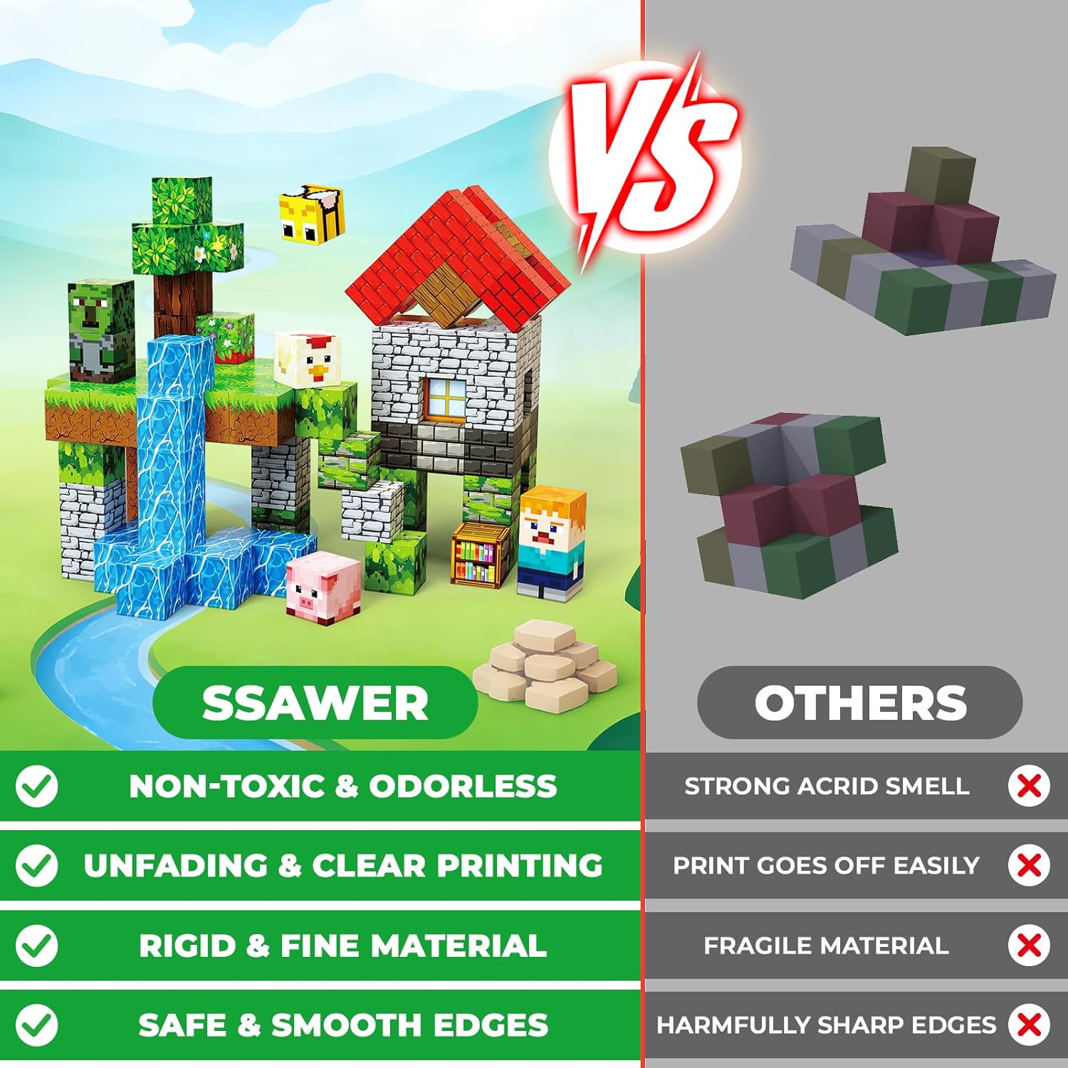 Magnetic Blocks, 100PCS Magnetic Building Blocks, Stacking Magnets for Kids, Sensory Toy for STEM Constructions Magnet Blocks for Boys Girls Age 3+, Christmas Birthday Gifts - Image 5