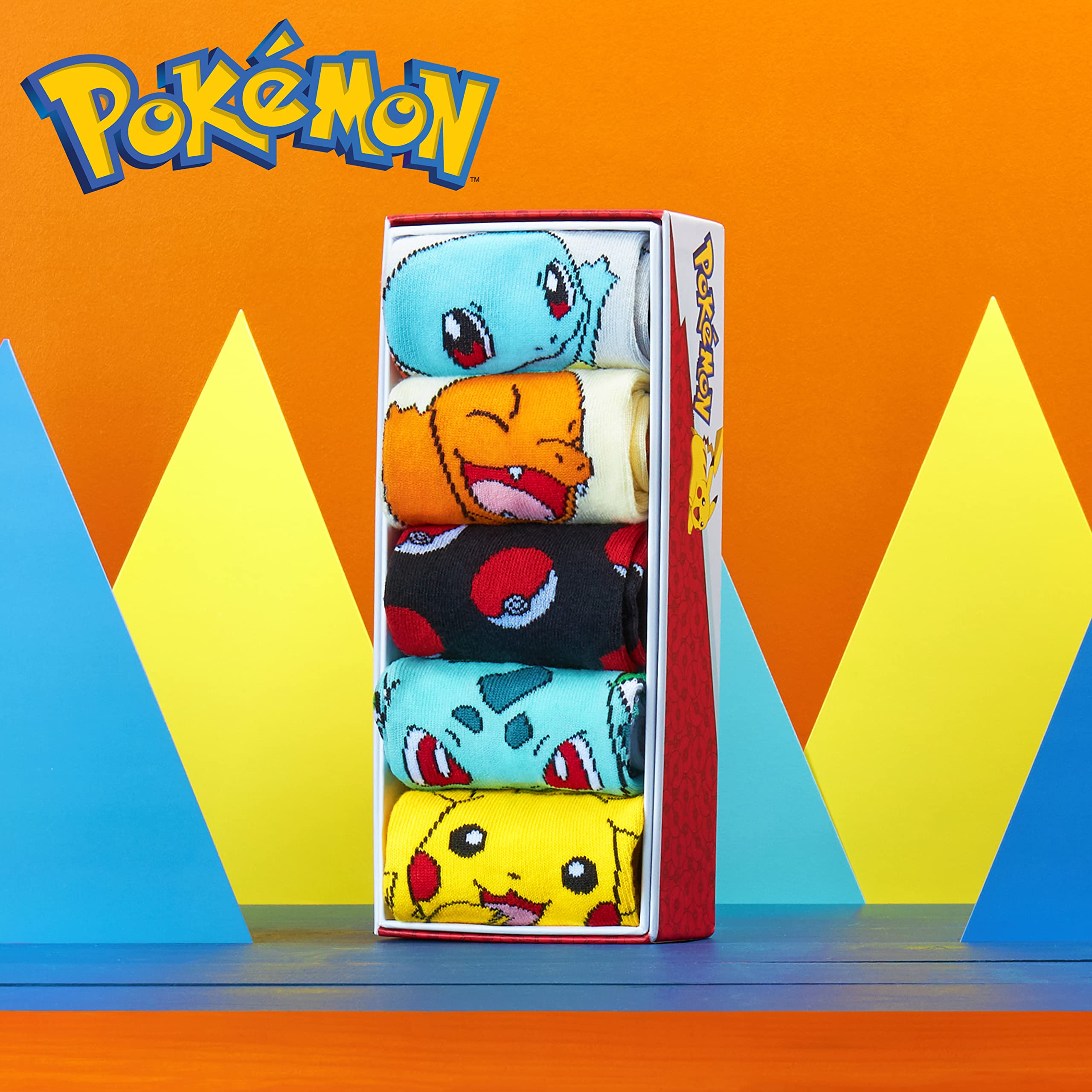 Pokémon Calzini Bambino Pacco da 5 Calze Ragazzo Ragazza in Cotone Misto Elasticizzato Taglia Unica Gadget Ufficiale