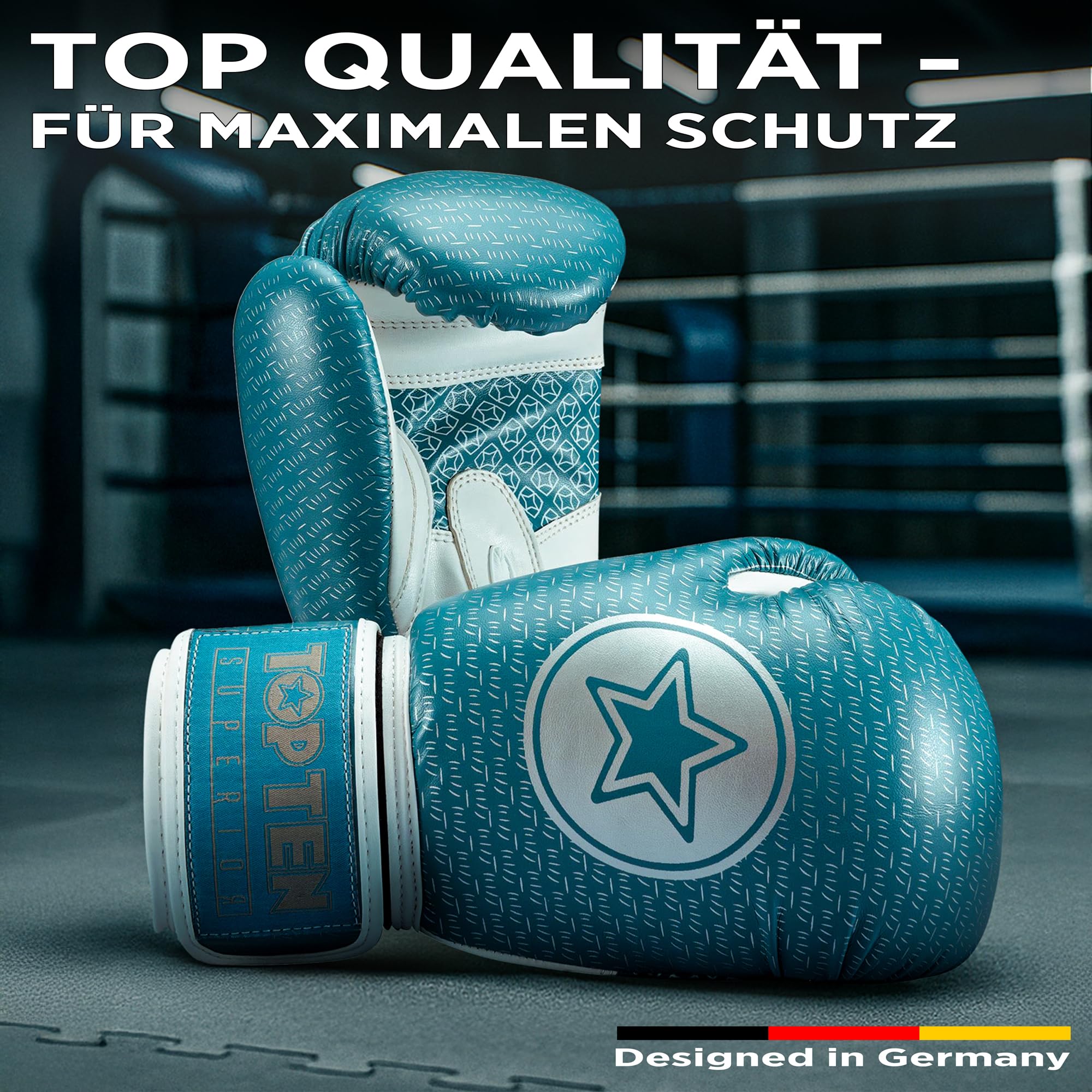 TOP TEN Boxhandschuhe Superior - Ideal für Kinder, Jugendliche & Erwachsene - Stylische Profi-Optik & Maximaler Schutz - PPS-Dämpfung für kleine Hände – 10oz 12 oz