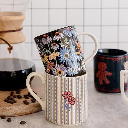 Miniatura 5 de Taza de café, bonita taza de cerámica con capacidad para 12 onzas, apta para lavavajillas y microondas, margaritas brillantes