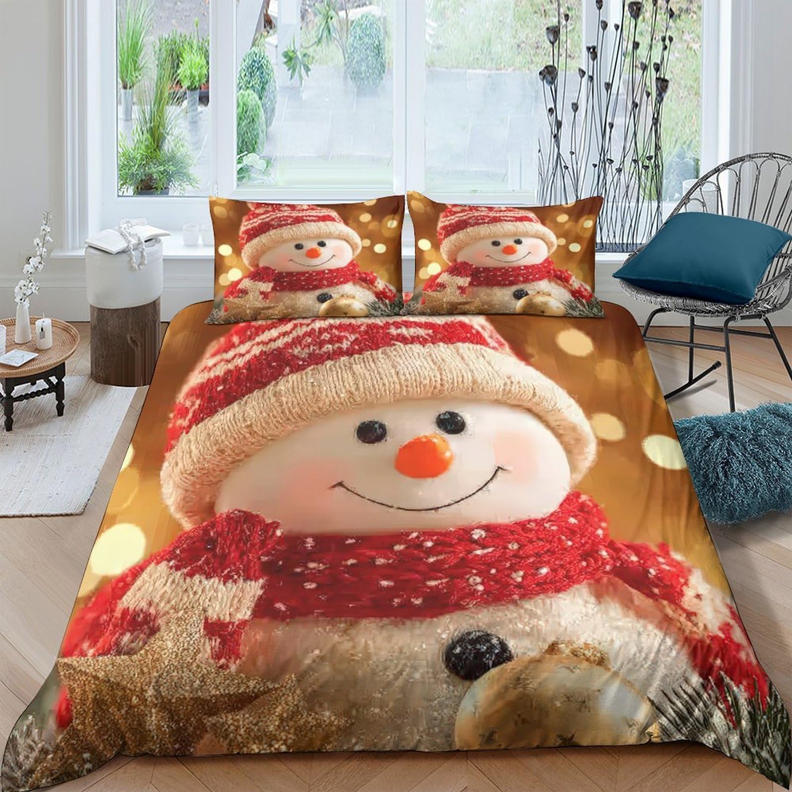 Ctjqhvkz Style-5 3D Printed Snowman Christmas Fitted Sheet Microfiber Festive Holiday Bed Cover For Bedroom Dorm Mattress Decor Single（135X200cm）