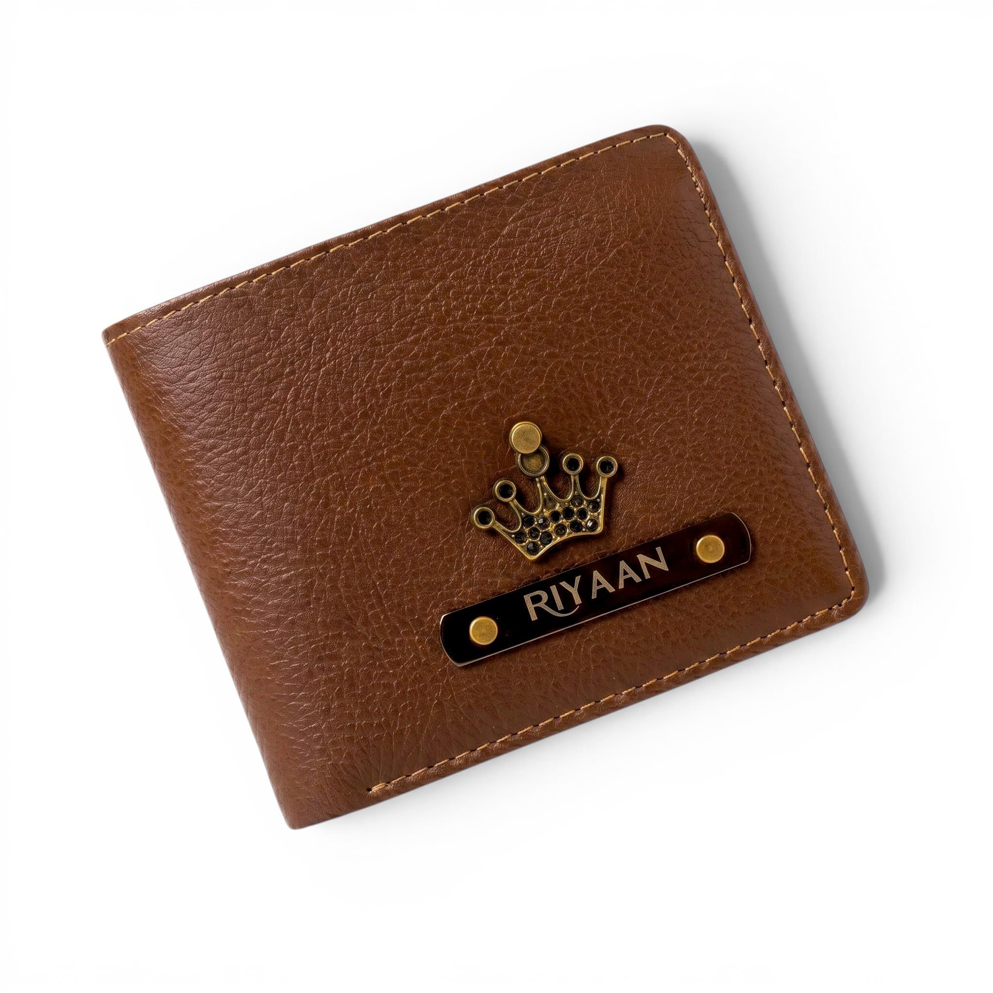 Personalized Metal Name Tag Engraved Men's Wallet | Custom Crown Design Wallet | Premium Finish | Customized Gift for Men, Husband, Boyfriend, Father-picture-23