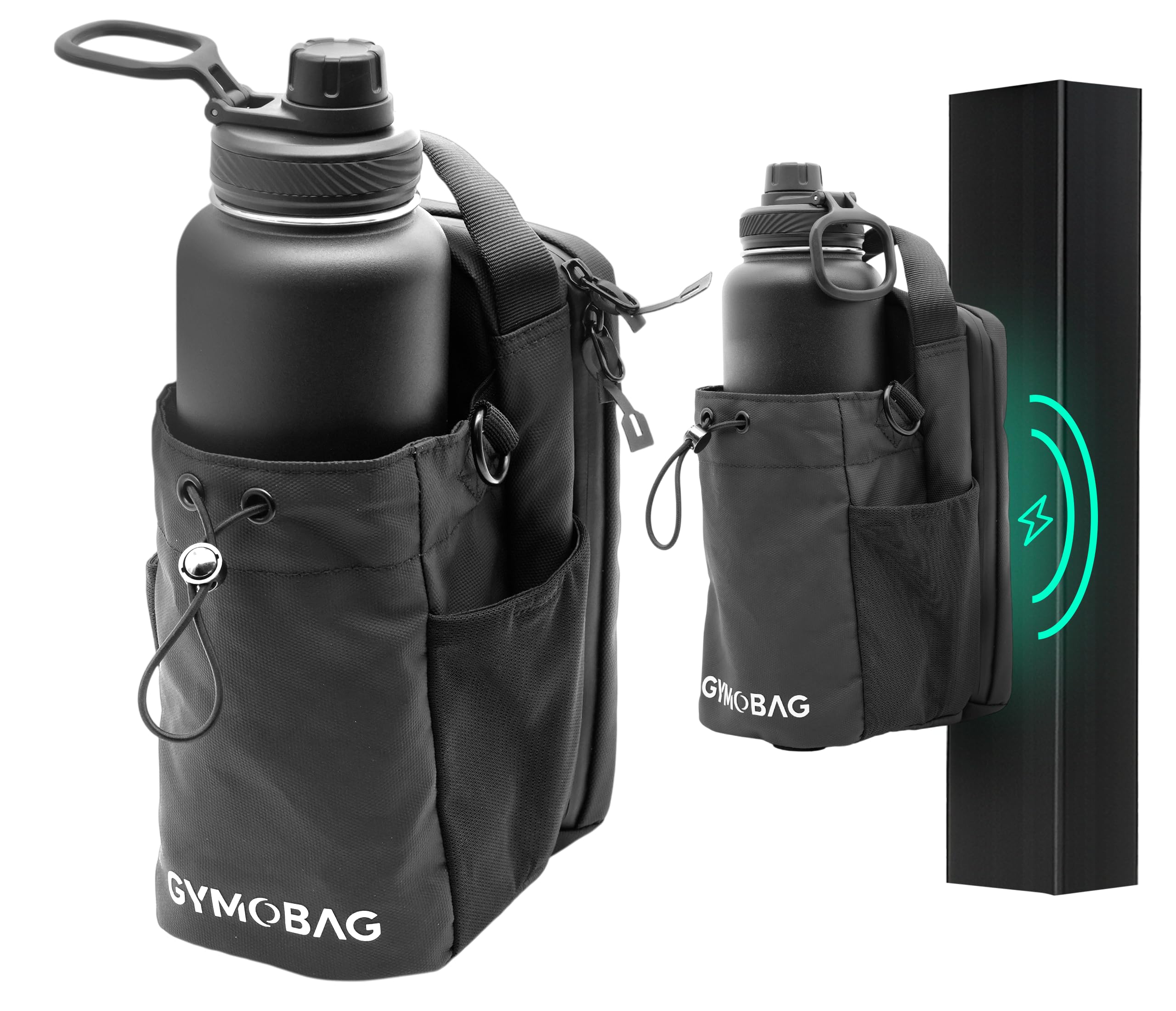 GYMOBAG Magnetic Gym Bag for Men & Women – Strong Magnets, Waterproof Crossbody Sling with AirTag Pocket & Pouch –Magnetic Water Bottle Holder Fits