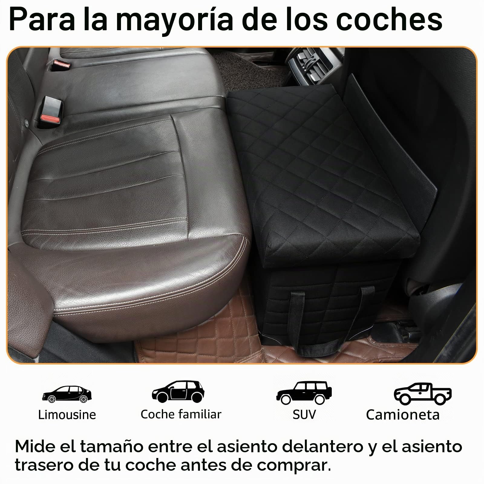LIONROGE Extensor de Asiento Trasero de Coche para Perros Grandes de hasta 200 Libras, Extensor de Asiento Trasero y Delantero con Almacenamiento, Evita Que Tus Perros se caigan del Asiento