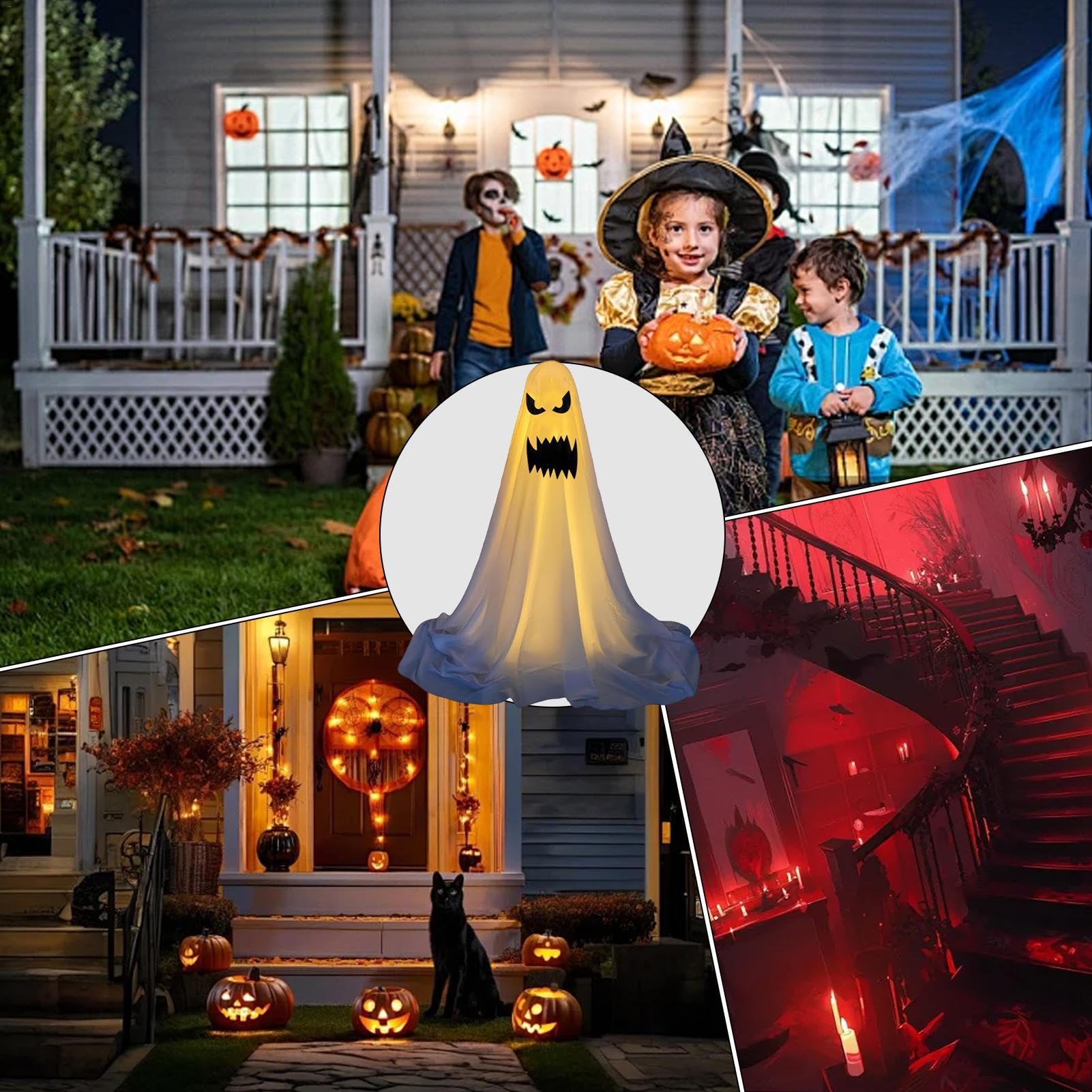 Halloween si illumina fantasma | Decorazione spettrale in piedi con fantasmi , struttura di supporto in metallo per la casa per feste di Halloween, case infestate, carnevali del campus, stanze | fantasmi , struttura di supporto in metallo per la casa per