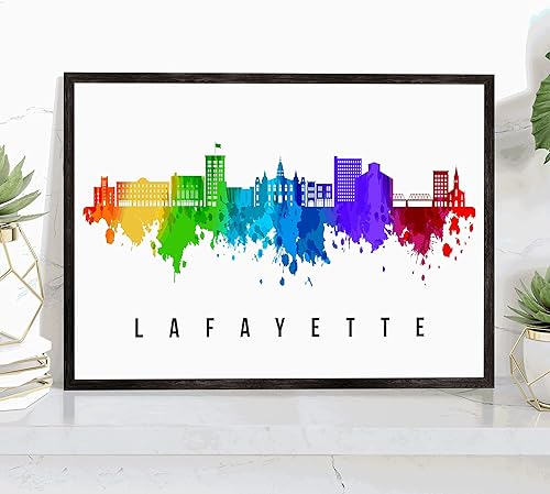 Vista 44 de Póster de Fargo Skyline Dakota del Norte, pintura de paisaje urbano de Dakota del Norte, póster de Fargo Dakota del Norte, impresión de paisaje