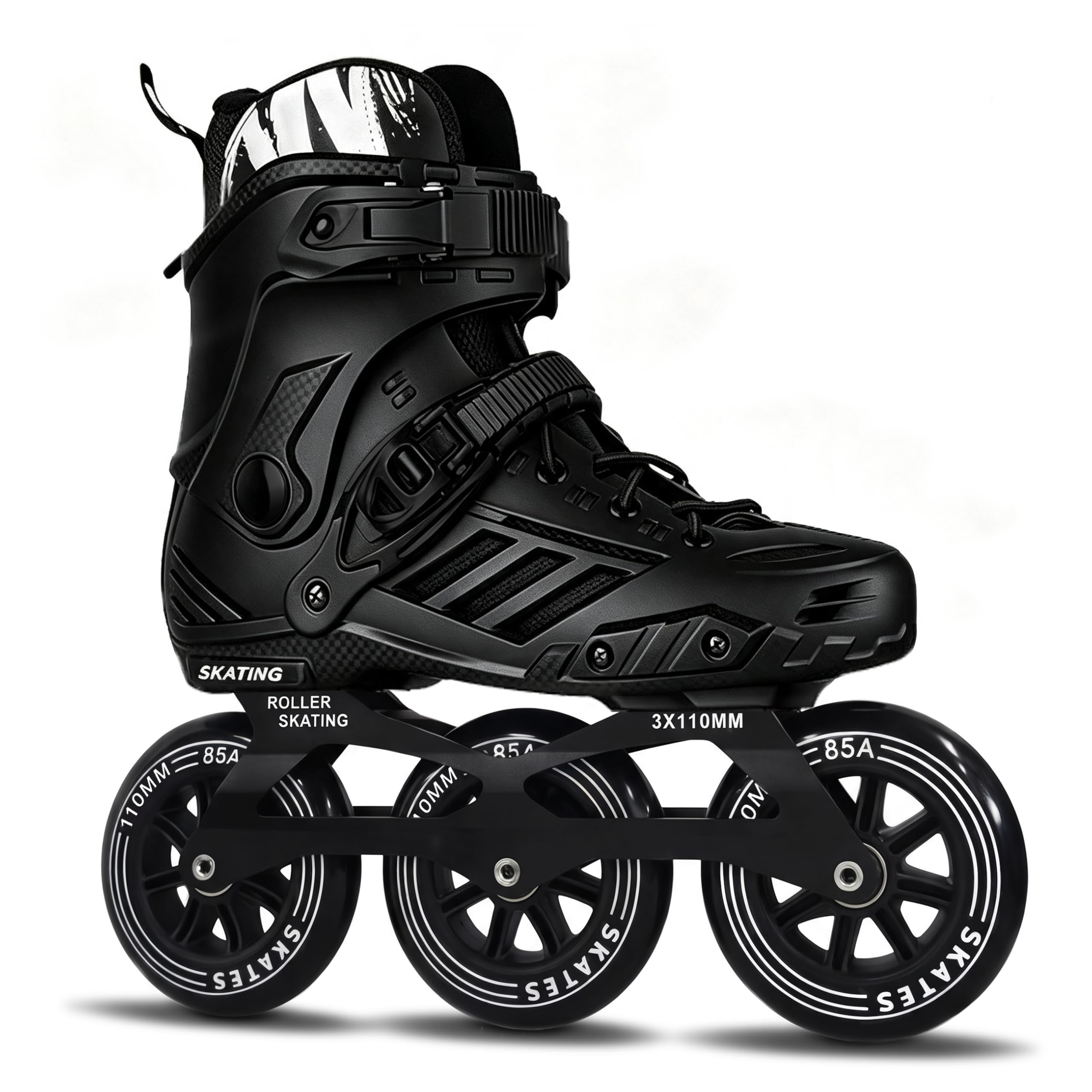 SKTYEE - Patines en línea de 3 ruedas para hombres y mujeres, patines profesionales para adultos, cómodos y transpirables con forro lavable, principiante, negro
