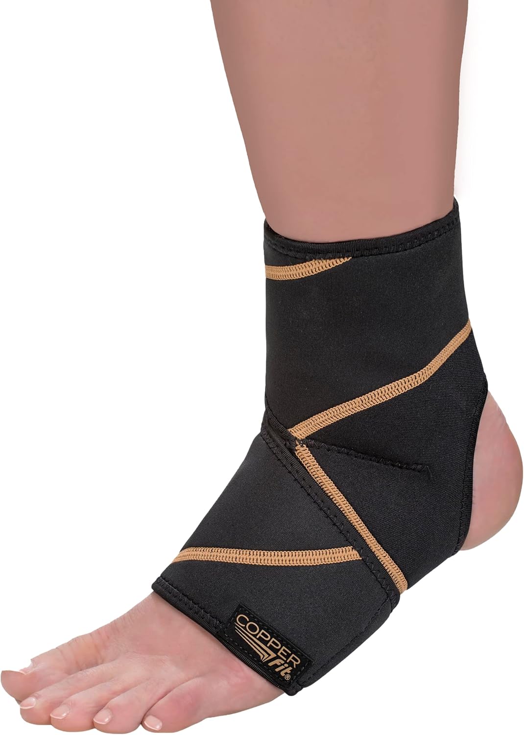 Copper Fit unisex adult Rapid Relief & Hot/Cold Ankle Foot Wrap with Hot Cold Pack, Black, One Size Fits Most US