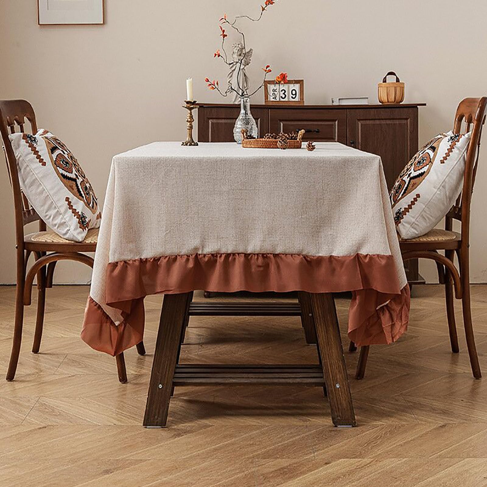 Nappe rectangulaire Coton et Lin pour Salle à Manger la Maison Le Restaurant Le Banquet 140 x 200 cm