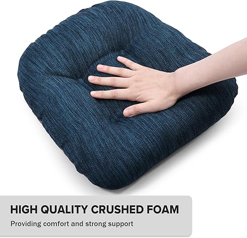 Miniatura 6 de baibu Juego de 2 almohadillas de metal para sillas de comedor de 14 x 14 pulgadas con lazos, cojines súper suaves para sillas de cocina, cojines