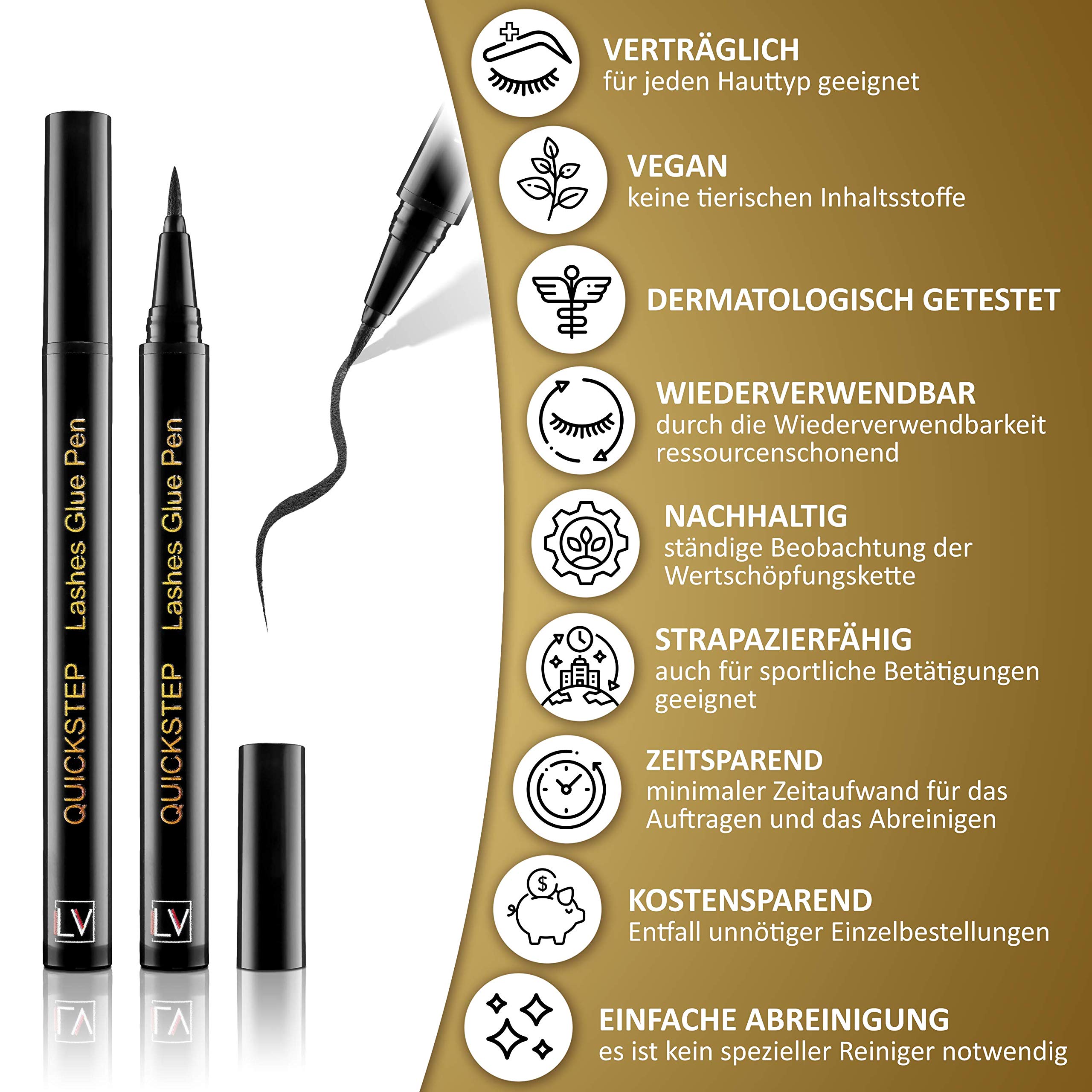 Quickstep Wimpern, Glamour-MIX-Set, Keine Magnete! Revolution im Lasheszeitalter. Bestsellerbox - SET MIT 5 PAAR LASHES INKL. 2X PEN-EYELINER.