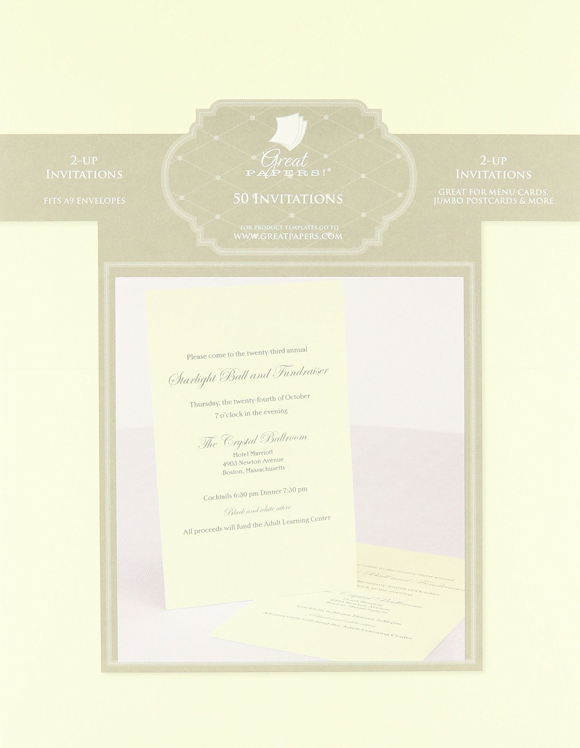 Great Papers! Lot de 25 feuilles d'invitation Ivoire 50 invitations 8,5 x 5,5 cm