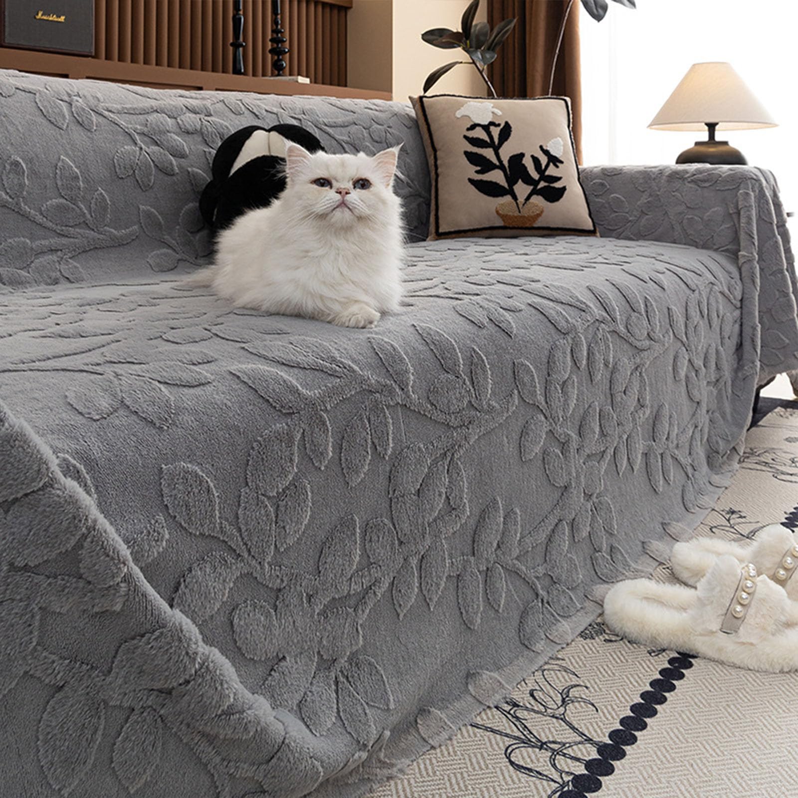 Serviette de canapé en peluche courte jeté de canapé antidérapant tout-en-un C 180x150cm
