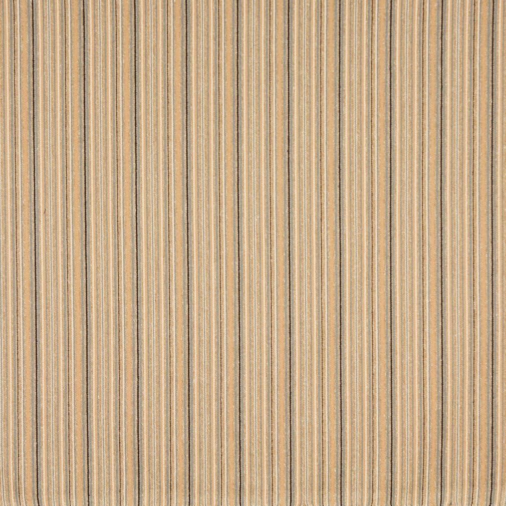 F476 Navy Blue and Beige Thin Stripe Woven Upholstery Fabric by The Yard- Closeout