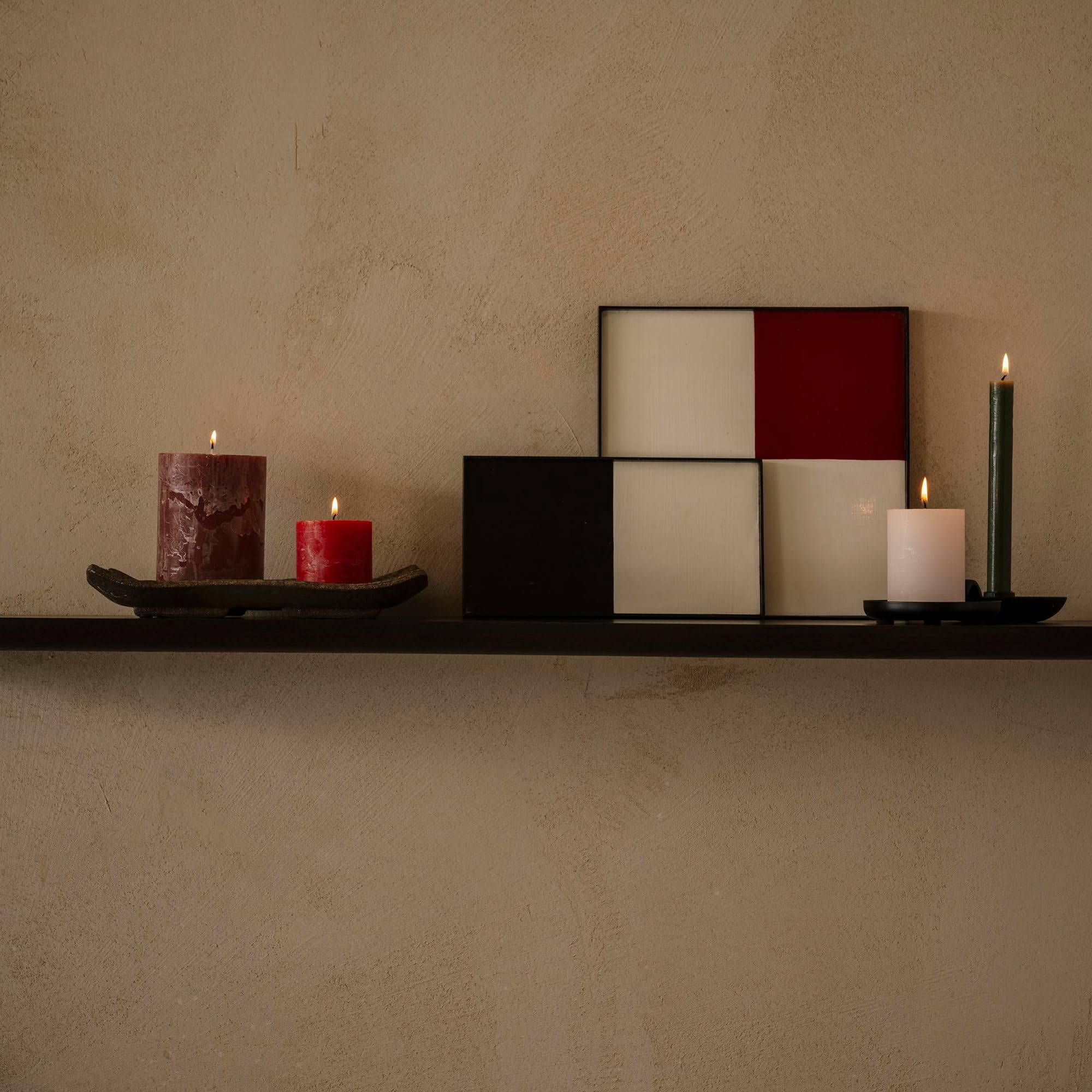 Spaas 12 x 12 Rustic Unscented Household Candles, ± 8 Hours, Red