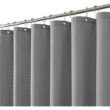 256GSM Heavy Duty Waffle Weave Shower Curtain, Gray 72"x72" | Weighted Hem & Rustproof Metal Grommets - Hotel Spa Luxury Water-Repellent Polyester Bath Curtain for Home,RV,Apartment