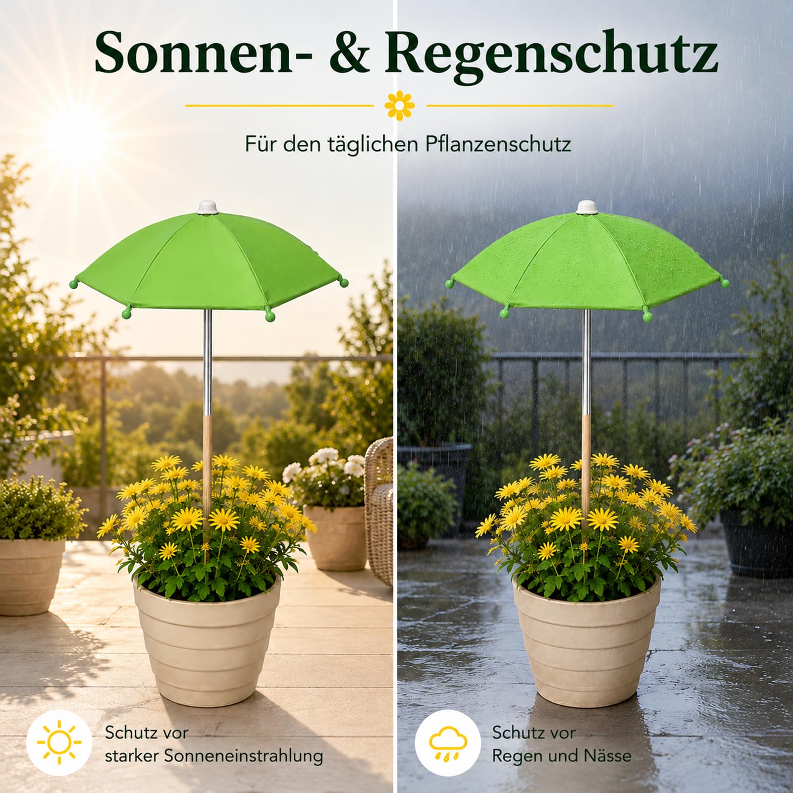 Generisch Verstellbarer Pflanzenschirm, 5 Stück, Pflanzenschirm Mit Pfahl, Tragbar, Klein, Terrassenschirme, Stoff, Sonnen- Und Regenschutz Für Topfpflanzen, Gartenbeet, Blumen