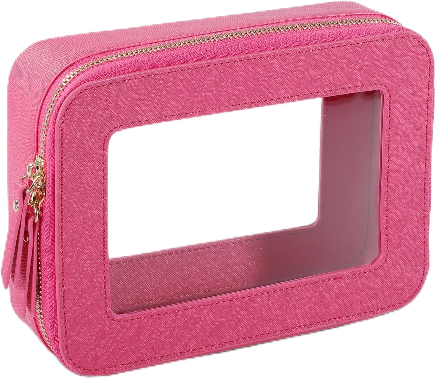 Clear Makeup Bag, Waterproof Portable Cosmetic Bag, Travel Organizer with Zipper, Rose Red