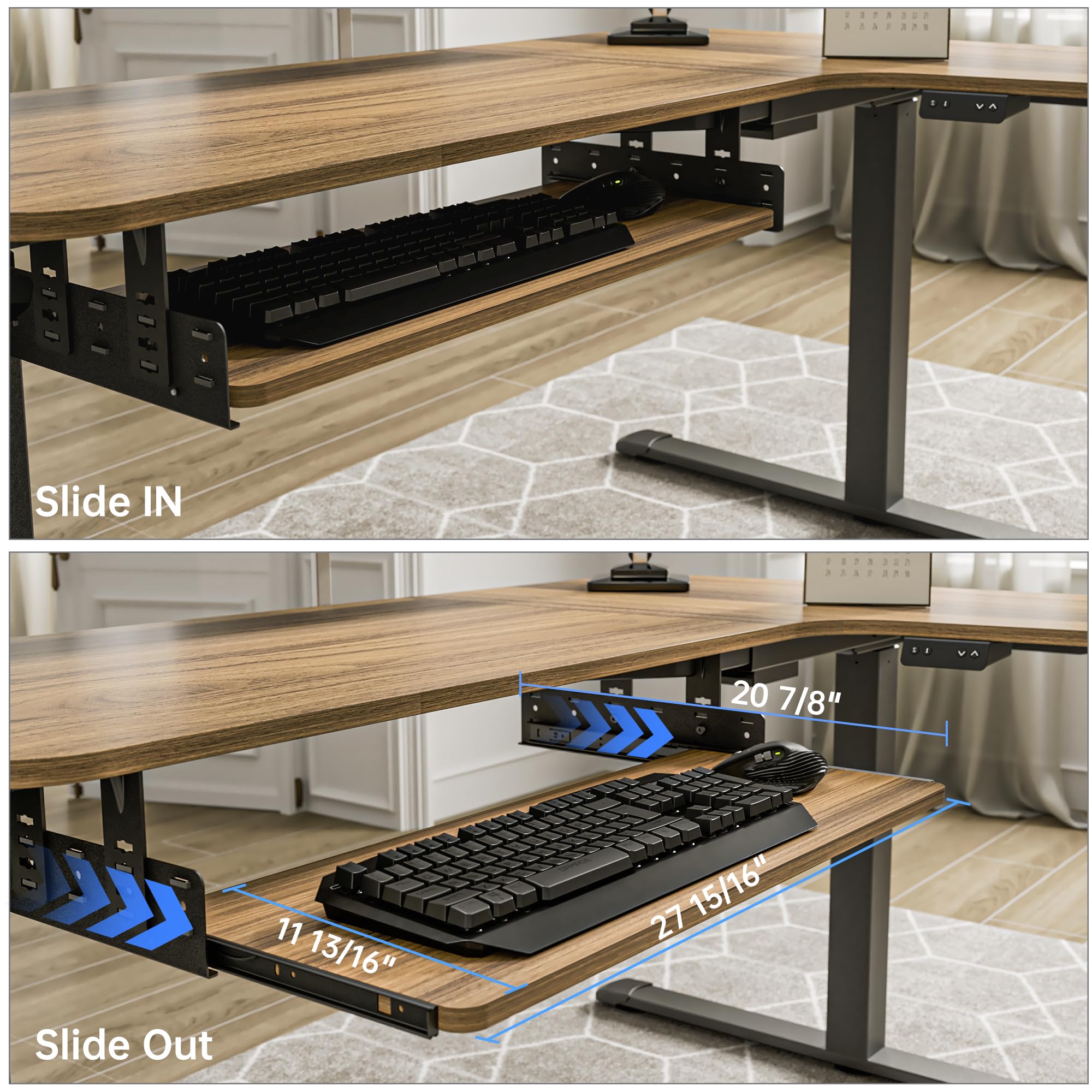 Snapklik.com : Adjustable Keyboard Tray Under Desk, 28x11 Inch Large ...