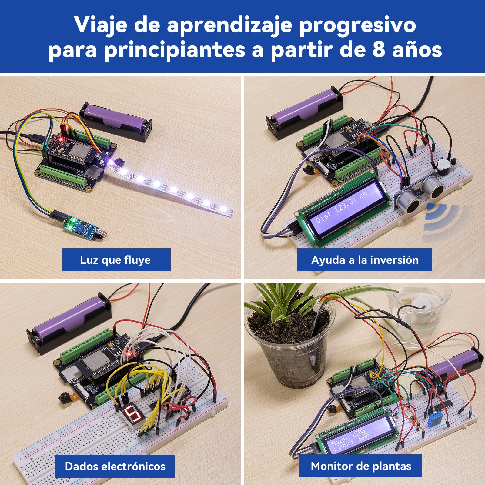 SunFounder Kit Definitivo ESP32(Compatible con Arduino),ESP32-CAM,Conforme RoHS,Python,C,Scratch,Cursos en Video en inglés,IoT para Principiantes e Ingenieros,Placa ESP32 Board