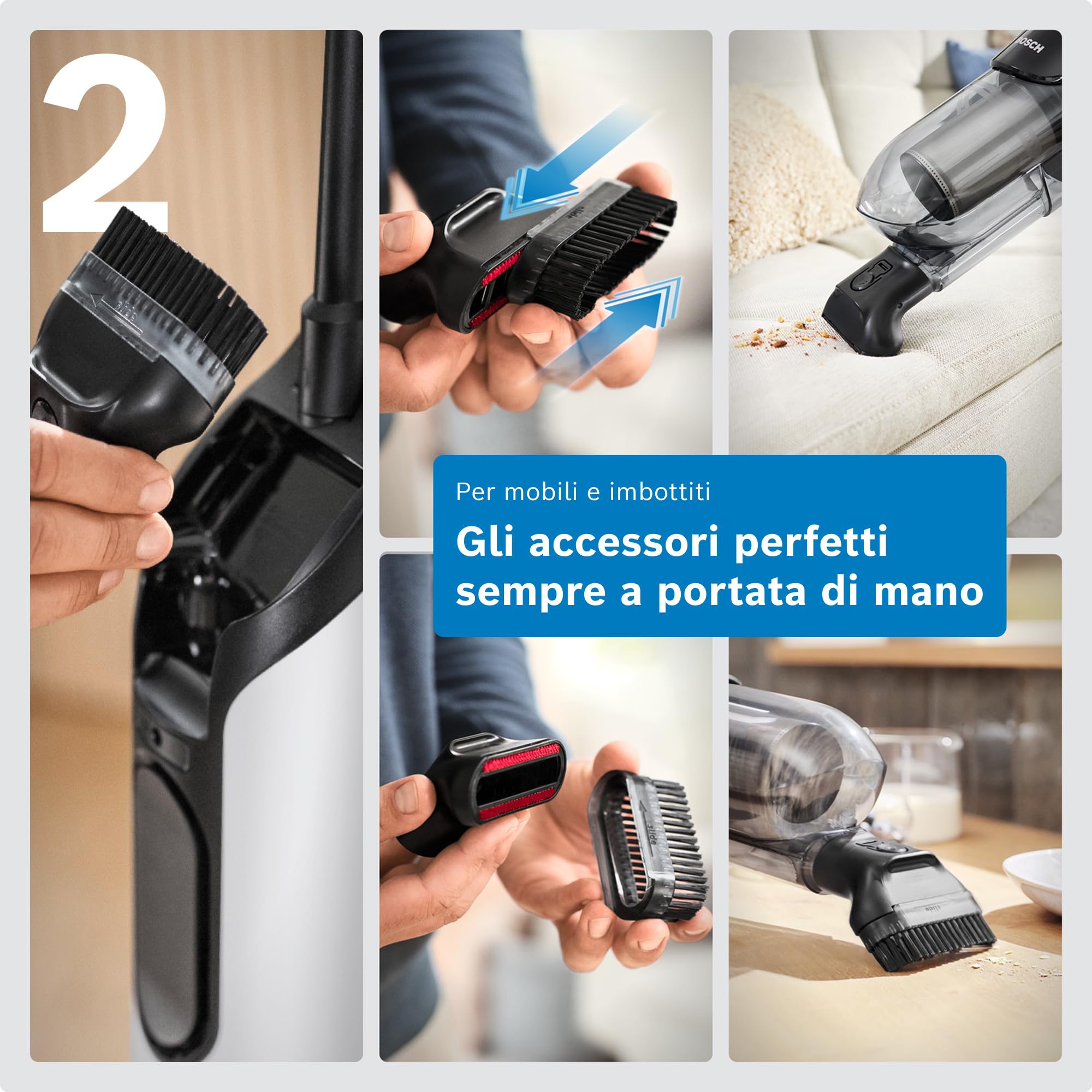 Bosch BKH4WN28 Aspirapolvere e Aspirabriciole 2in1, Luci LED, Bianco
