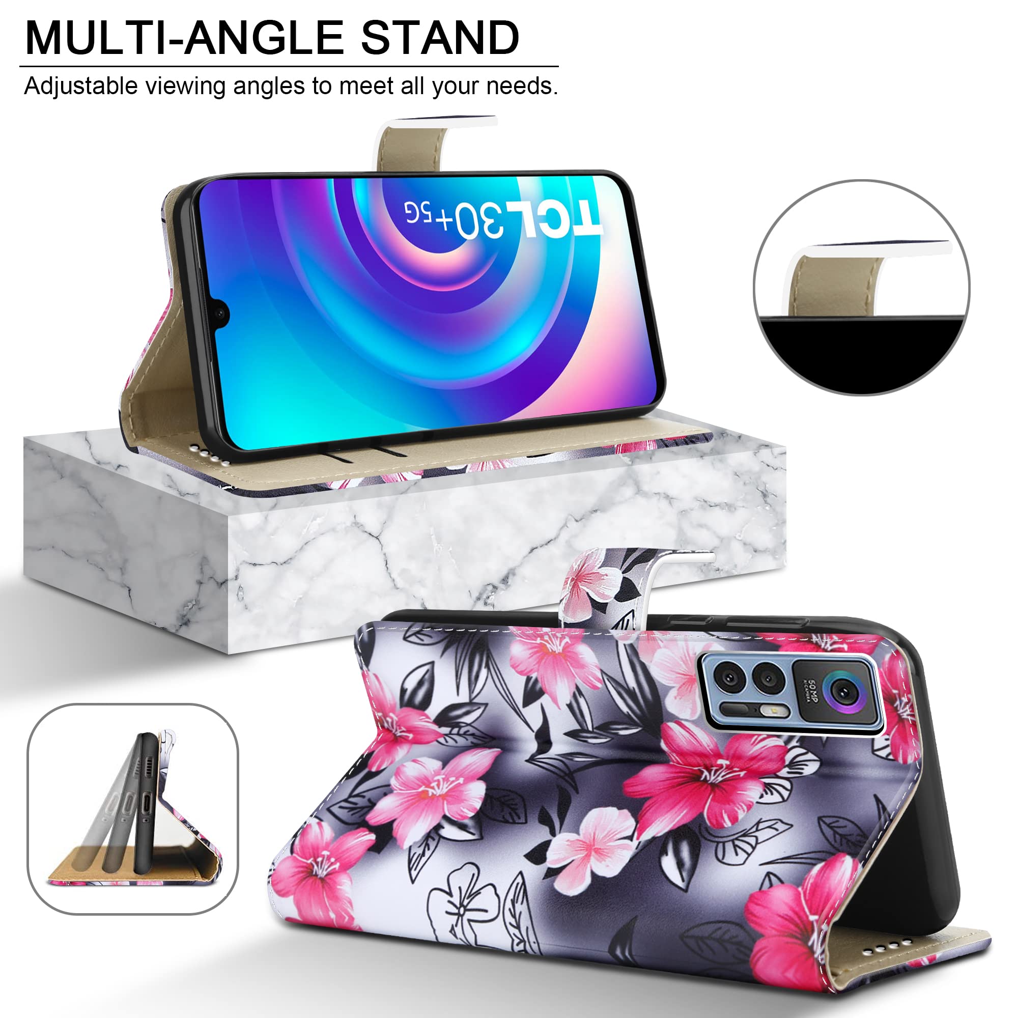 PIXFAB For TCL 30 / TCL 30+ Plus Leather Phone Case, Magnetic - View #8