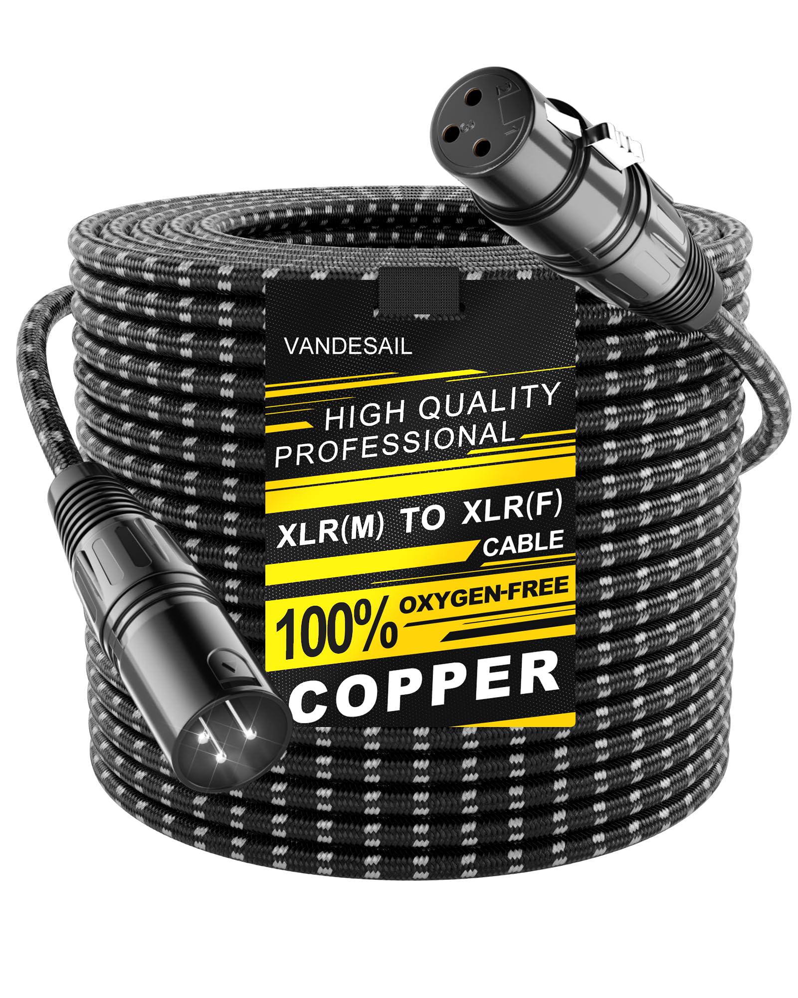 Cavi XLR lunghi 46 m, cavo di prolunga per microfono XLR intrecciato in nylon intrecciato, schermato OFC, cavo XLR maschio a femmina, cavo microfono per preamplificatore, mixer e