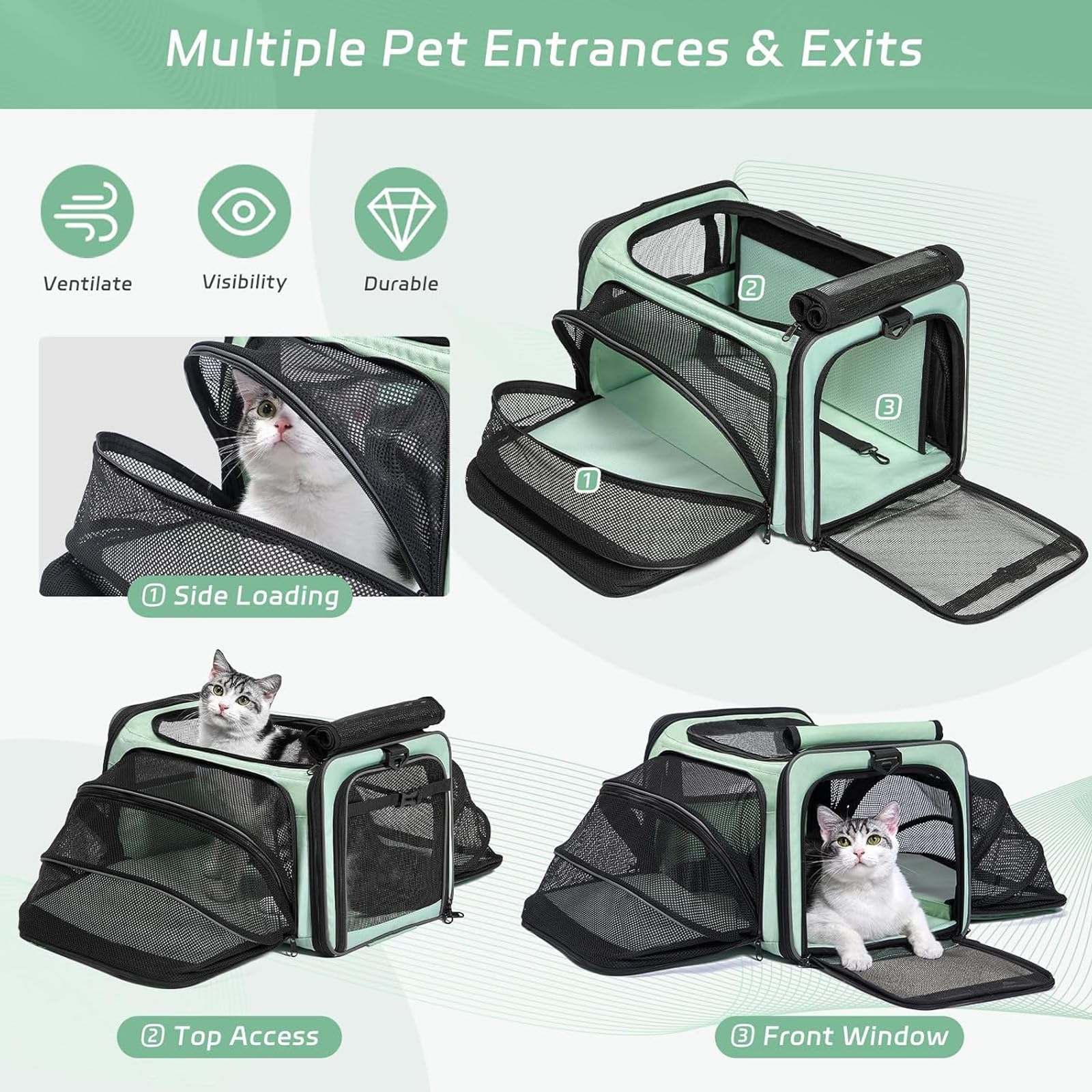Transportín para Mascotas con Ruedas Aprobado por aerolíneas, transportador expandible con Ruedas para Perros y Gatos medianos