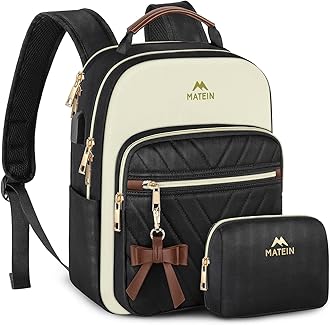 Mini Backpack Purse for Women, Fashion Small Purse Backpack with USB Charging Port, Waterproof Casual Daily Cute Shoulder Bag Ladies Handbags for Travel Work College, 2pcs Sets, Black-Beige