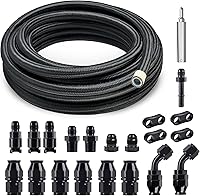 EVILENERGY 6AN PTFE Braided Fuel Line Kit 25FT AN6 Black - E85 Safe LS Swap EFI High-Pressure Hose 1500 PSI