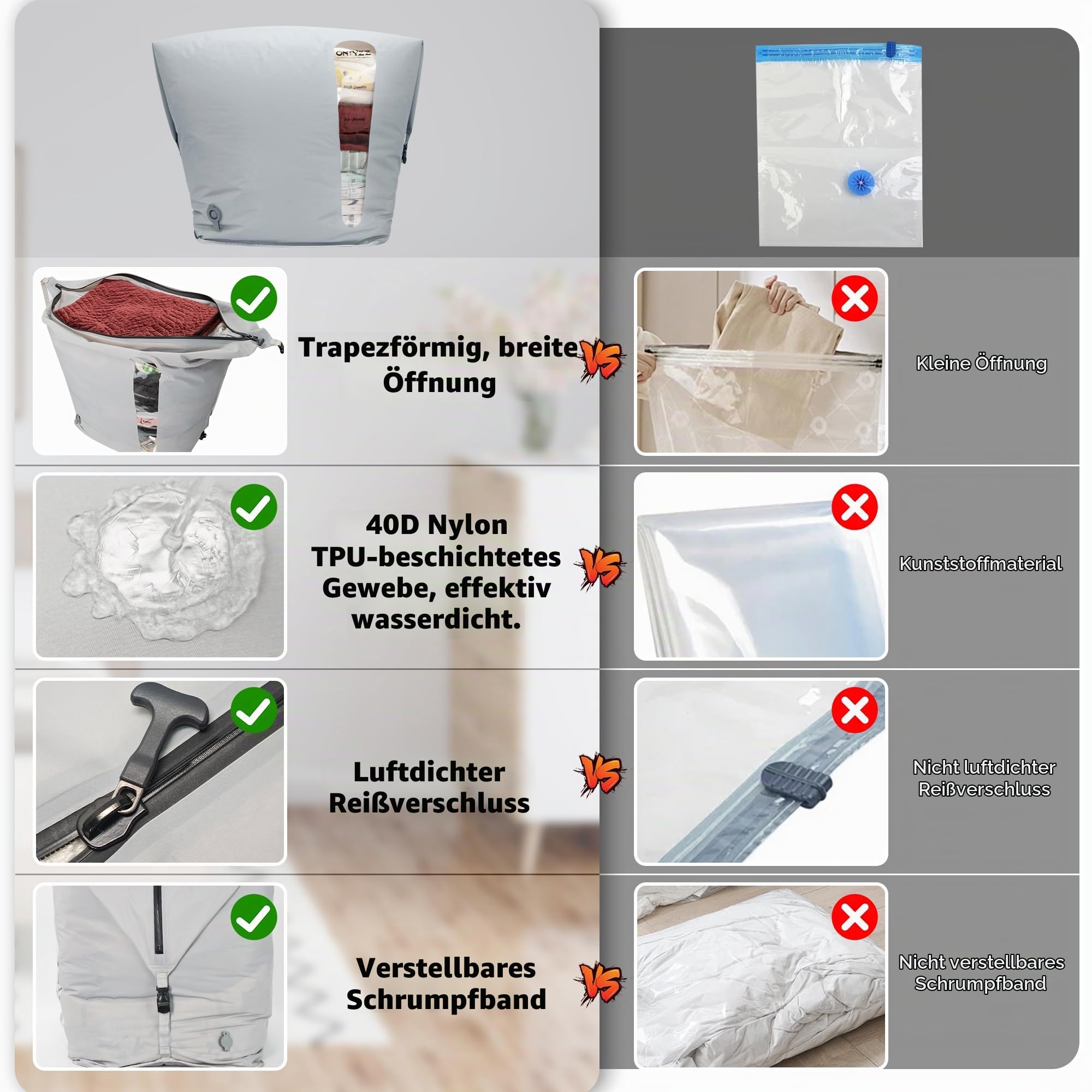 Vakuumbeutel für Kleidung Extra Große TPU Vakuumierbeutel für Bettdecken Decken Bettwäsche Wiederverwendbar Platz Sparen Vakuum Kleiderbeutel