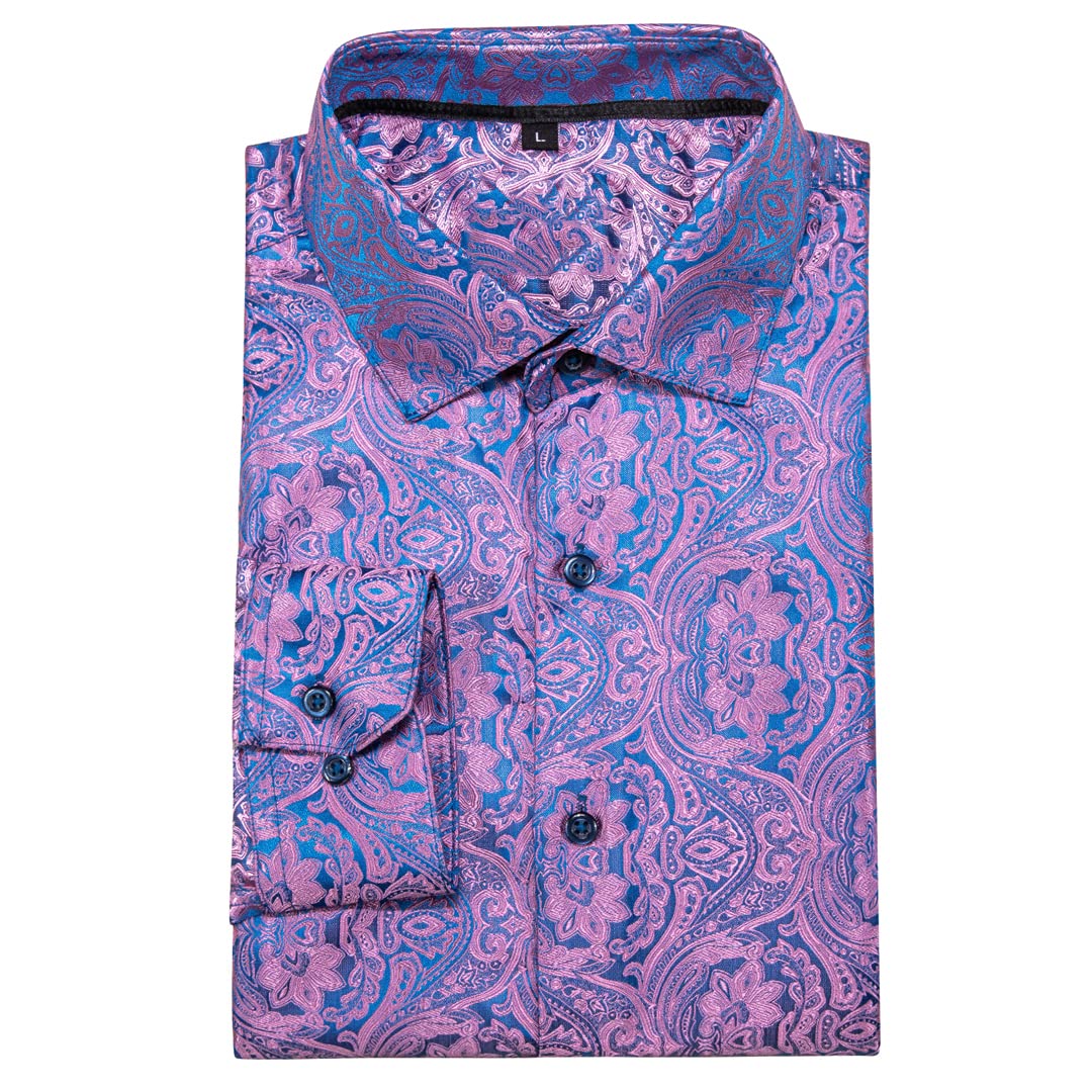 Niiyyjj Męskie jedwabne koszule z długim rękawem męskie slim fit paisley satynowa sukienka koszule koszula męska smoking koszula, Cy-1017, XXL