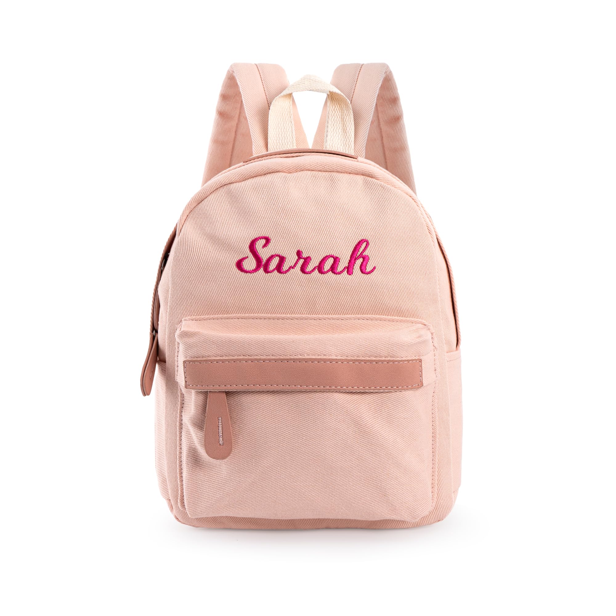 MT WORLD Daycare Backpack - Personalized Canvas Backpack with Name - Classic 12inch Daypack with Back Pocket - Custom Daycare Diapering Bag for
