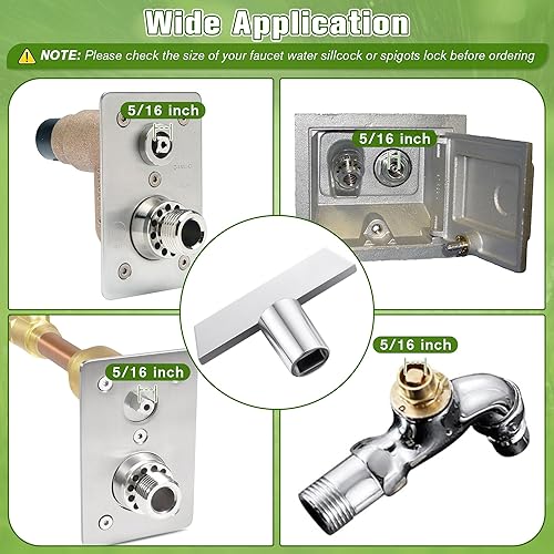 Miniatura 11 de Enhon Llave de agua Sillcock de 5/16 pulgadas compatible con Danco 80132, llave de grifo de agua, mango de grifo cuadrado para exteriores