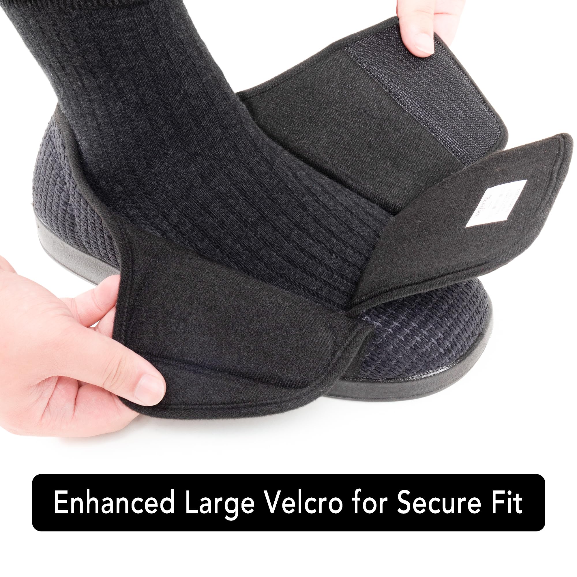 Ravelier Scarpa Pantofole da Uomo, Ampiezza Adattabile, Antiscivolo, Comfort per Diabetici con Chiusura Regolabile a Strappo