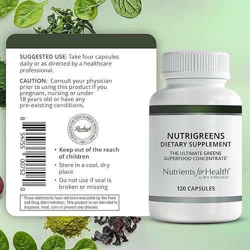 Miniatura 8 de Rawleigh NutriGreens Suplemento de 120 cápsulas con más de 90 vitaminas naturales y minerales esenciales para una nutrición equilibrada, energía e