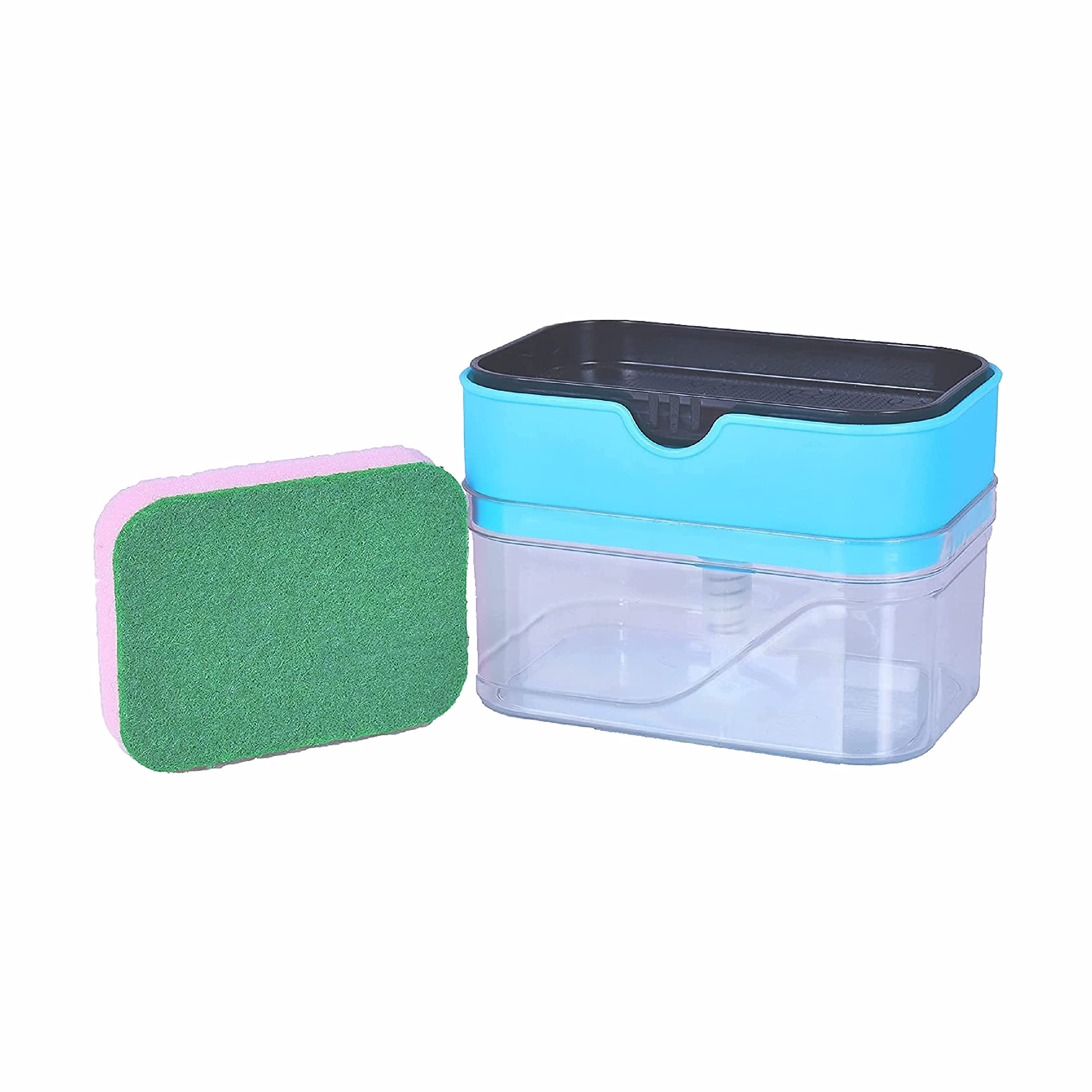 Sul Blue Kitchen Soap Dispenser And Sponge Holder, Soap Dispenser Pump, Kitchen Soap Dispencer Set Hold Sponges,Dish Soap Dispenser For Kitchen Sink Bathroom