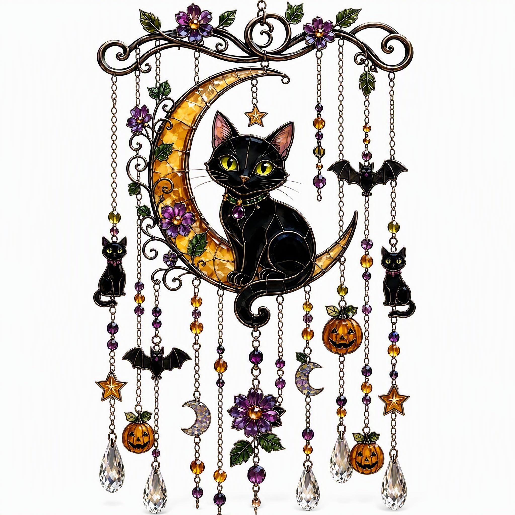 BRTNUP Halloween Suncatcher Wind, Halloween Acrylic Suncatcher Wind Chime