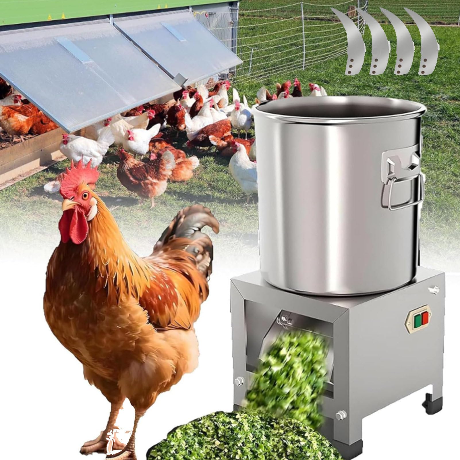 Picadora eléctrica de verduras con 4 cuchillas, 1800 W para cocina casera y uso agrícola