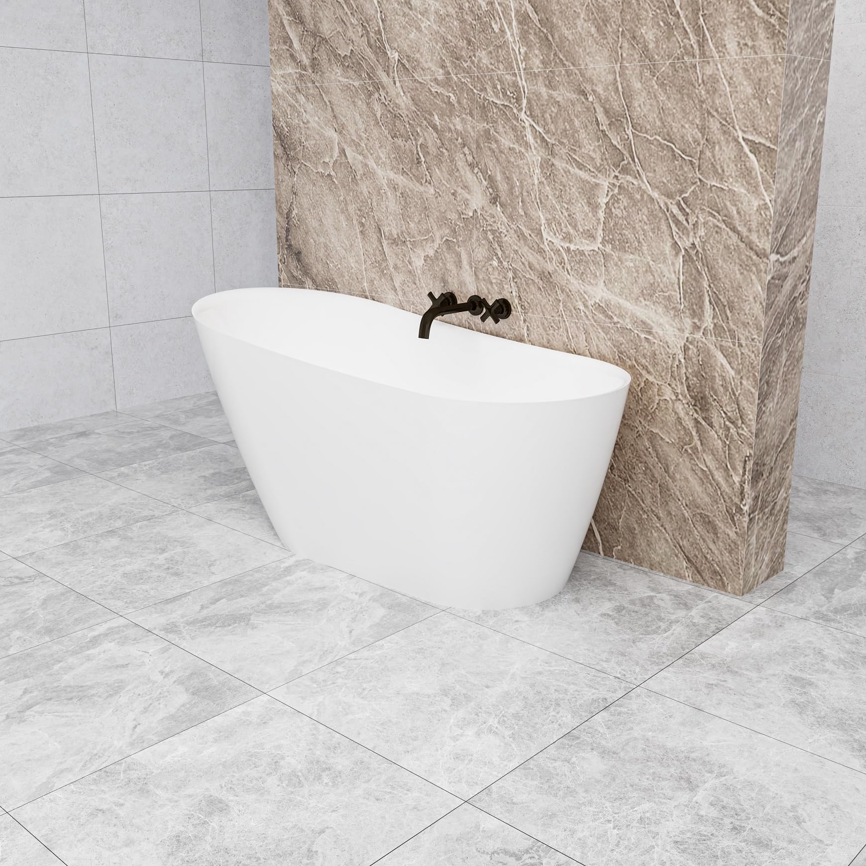Baignoire îlot design ovale L.150 x l.72 x H.73cm Capacité Maximum de 230 Litres - Blanc - En Acrylique - AICA baignoire avec Bonde et trop plein