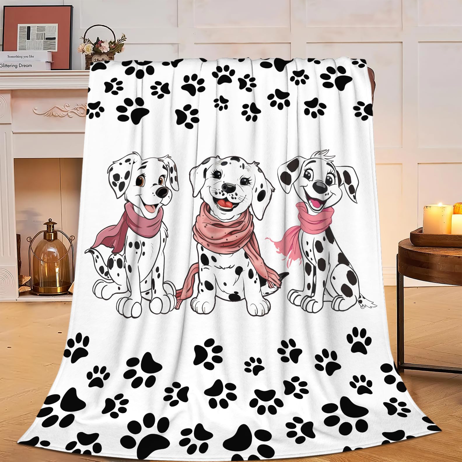 Dalmatian Blanket Dog Puppy Fleece Throw Blanket Super Soft Warm Cozy Fuzzy Plush Dogs Blanket Gifts for Girls Boys Kids Room Decor 40