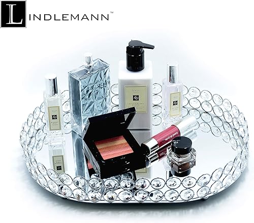Miniatura 62 de Bandeja de tocador de cristal decorativa con espejo, bandejas de perfume para maquillaje, almacenamiento de cosméticos, organizador de Bandeja