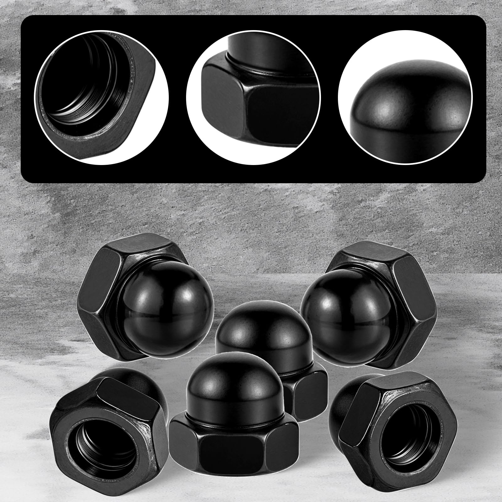 M8x1.25 Cap Nuts Uxcell 20Pcs M8x1.25 Black Acorn Cap Nuts - Carbon Steel Dome Head Bolt Covers M8x1.25 Acorn Nuts Black - View #2