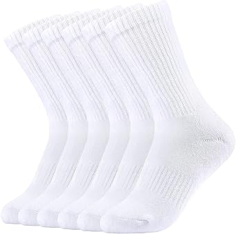 Crew Socks Women Athletic Socks Men Cushioned Running Socks 6 Pairs Cotton Dress Work Sports Socks 4-10
