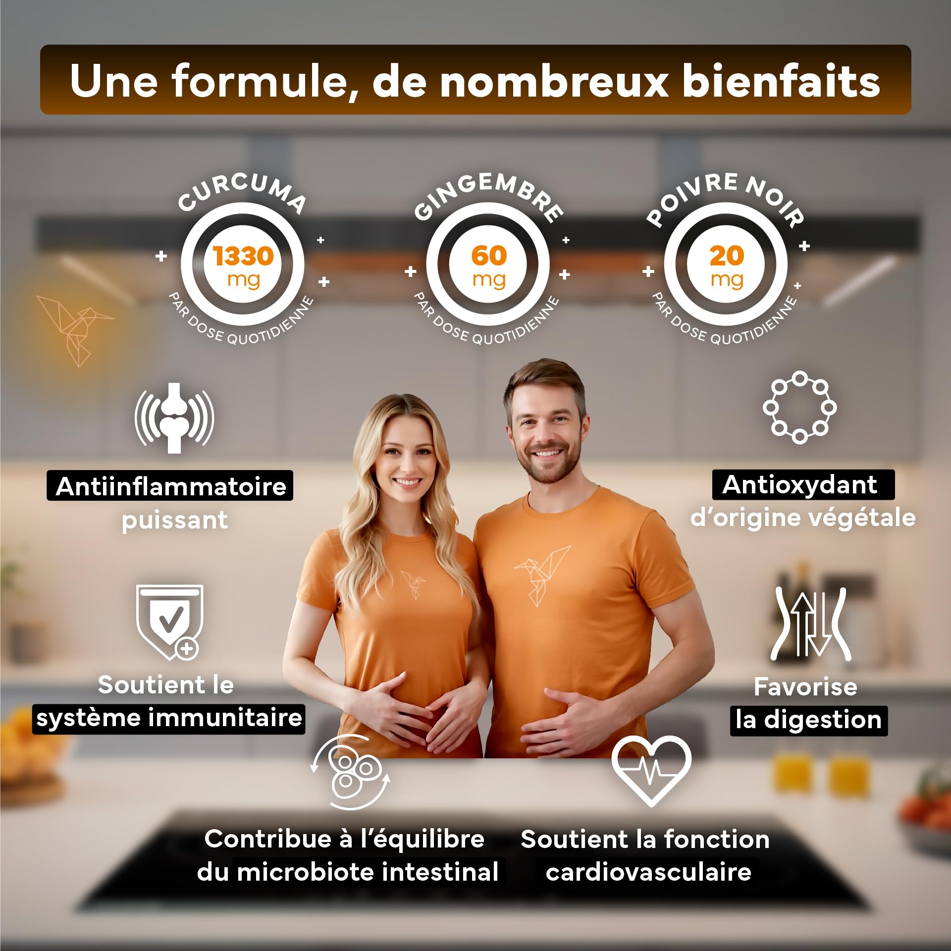 Curcuma Bio Gélule Anti Inflammatoire avec Gingembre et Poivre Noir – 1410 mg par Dose – 365 Gélules – Format XL Éco – Complément Articulations Os Vegan Naturel – Sevens